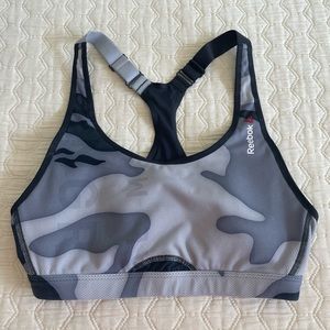 Reebok Speedwick Sports Bra, Medium. Black with shades of grey.